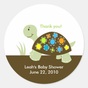 Colourful Modern Turtle Baby Shower or Birthday Classic Round Sticker