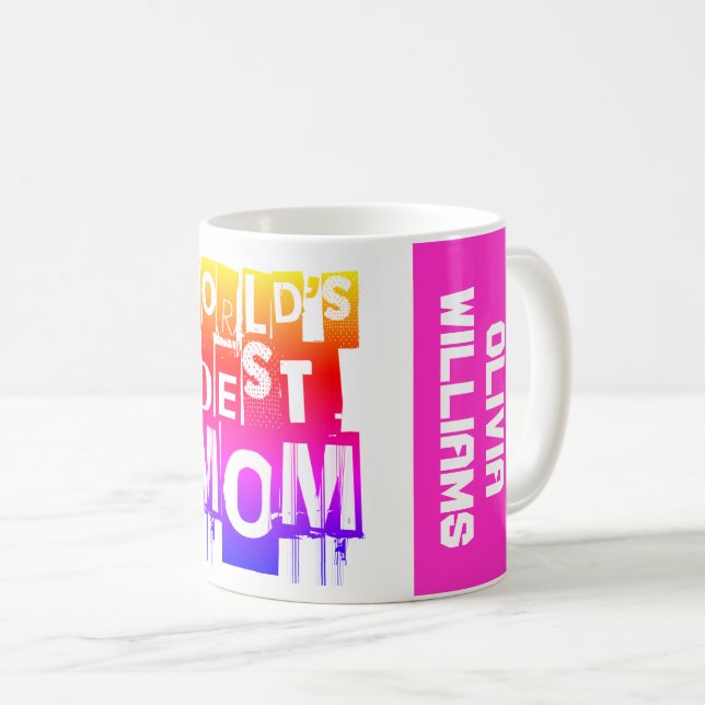 Colourful Modern Typography World's Best Mum Coffee Mug (Front Right)