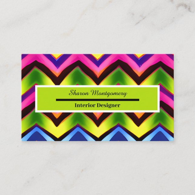 Colourful Modern V Shape Pattern Business Card (Front)
