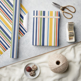 Colourful Modern Vertical Stripe Pattern Wrapping Paper