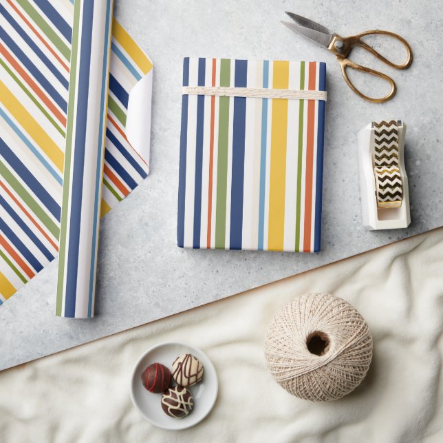 Colourful Modern Vertical Stripe Pattern Wrapping Paper (Crafts)