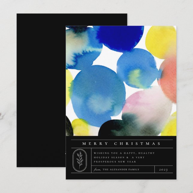 Colourful Modern Watercolor Art Holiday Card (Front/Back)