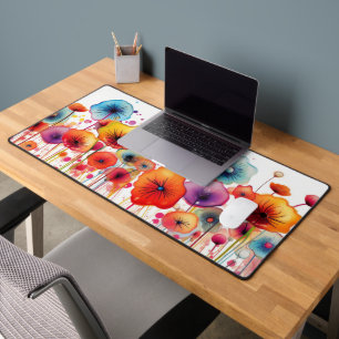 Colourful Modern Watercolor Floral Desk Mat