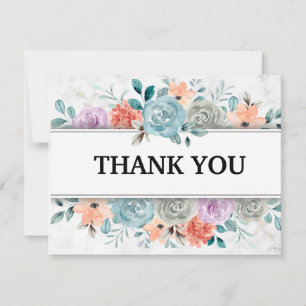 Colourful Modern Watercolor Flowers Thank You Card