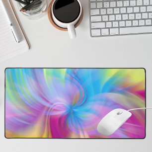 Colourful Modern Watercolor Pattern Desk Mat
