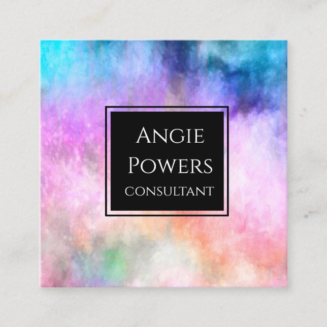 colourful modern watercolor style  abstract custom square business card (Front)