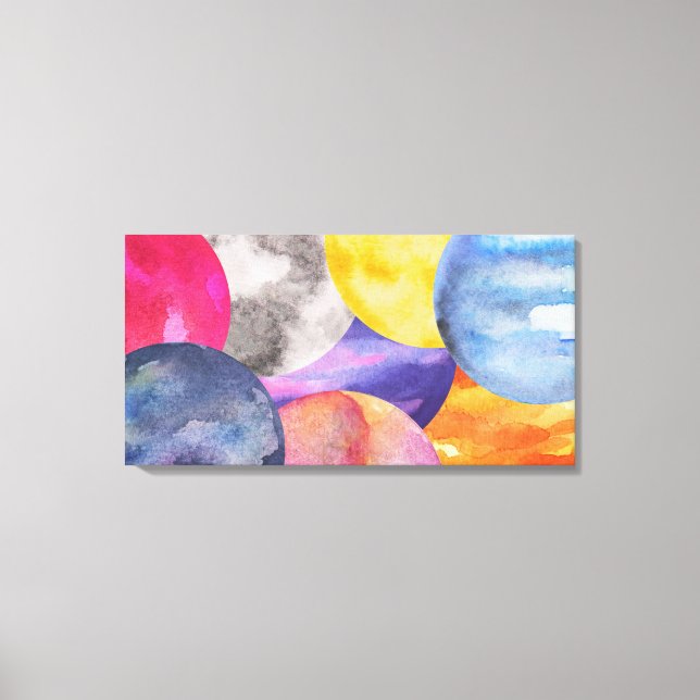 Colourful Modern Watercolors Stretched Canvas Prin (Front)
