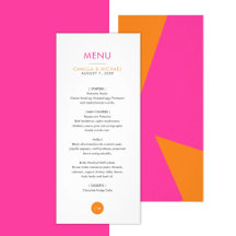 Colourful Modern Wedding Vertical Menu Cards