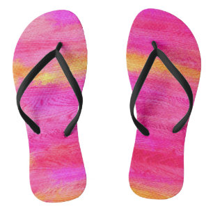Colourful Modern Wood Grain Background #42 Flip Flops