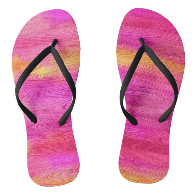 Colourful Modern Wood Grain Background #42 Flip Flops (Footbed)