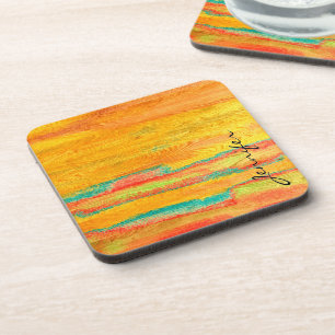 Colourful Modern Wood Grain Background Coaster