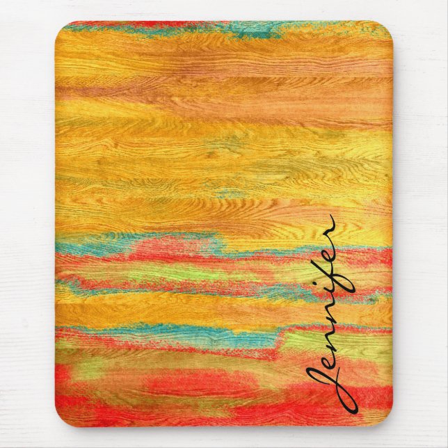 Colourful Modern Wood Grain Background Mouse Mat (Front)
