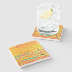 Colourful Modern Wood Grain Background Stone Coaster
