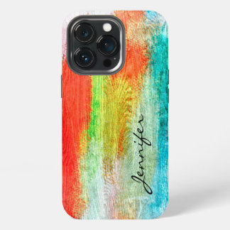 Colourful Modern Wood Grain Look #2 iPhone 13 Pro Case