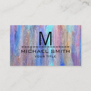Colourful Modern Wood Grain Monogram #14 Business Card