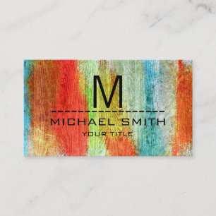 Colourful Modern Wood Grain Monogram #21 Business Card