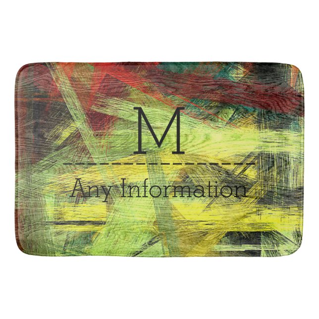 Colourful Modern Wood Grain Monogram #2 Bath Mat (Front)
