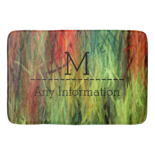 Colourful Modern Wood Grain Monogram #3 Bath Mat