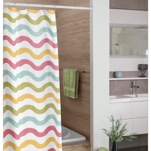 Colourful Modern Zigzag Pattern Shower Curtain (Creator Uploaded)