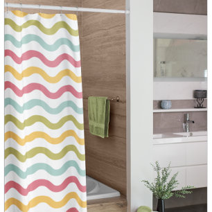 Colourful Modern Zigzag Pattern Shower Curtain