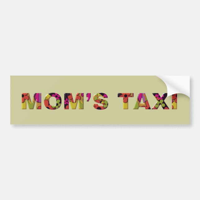 Colourful MOM'S TAXI Bumper Stickers (Front)
