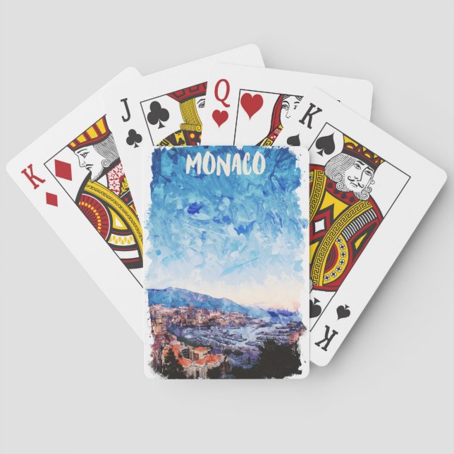 Colourful Monaco French Riviera Painting Playing Cards (Back)