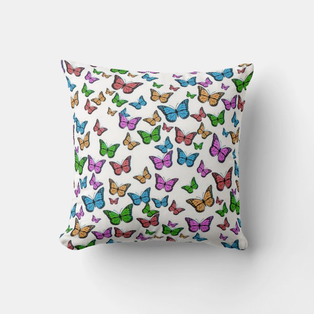 Colourful Monarch Butterflies Cushion (Front)
