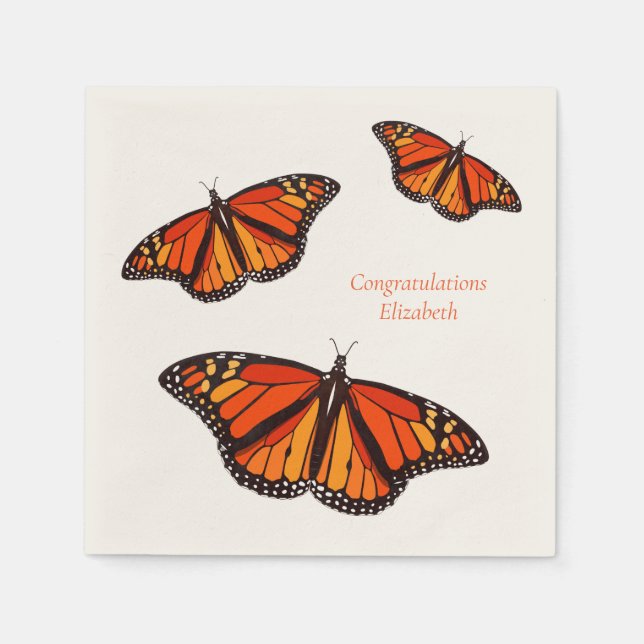 Colourful Monarch Butterflies custom message Napkin (Front)