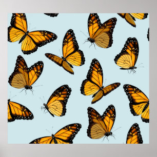 Colourful Monarch Butterflies Vintage Illustration Poster