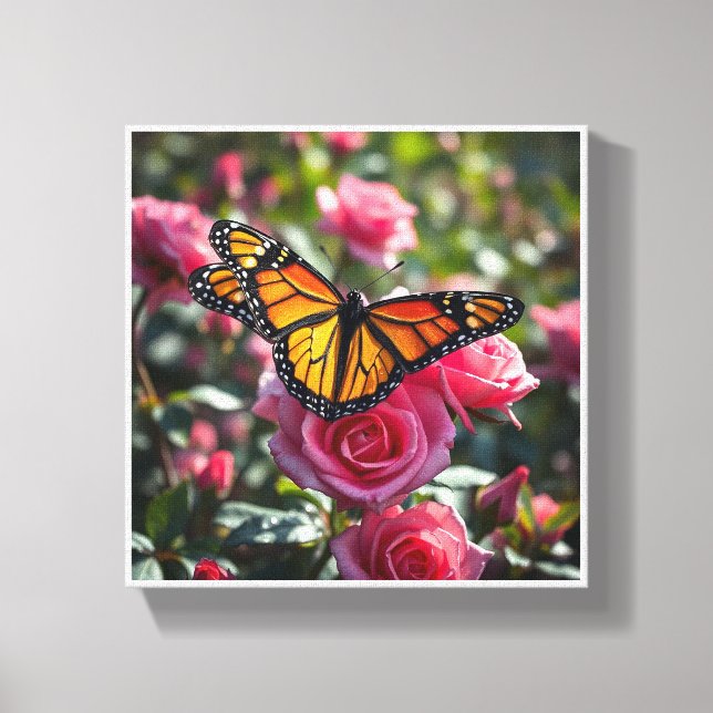 Colourful Monarch Butterfly Displaying its Wings  Canvas Print (Front)