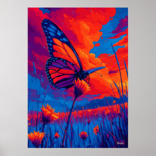 Colourful Monarch Butterfly Expressionist Wall Art