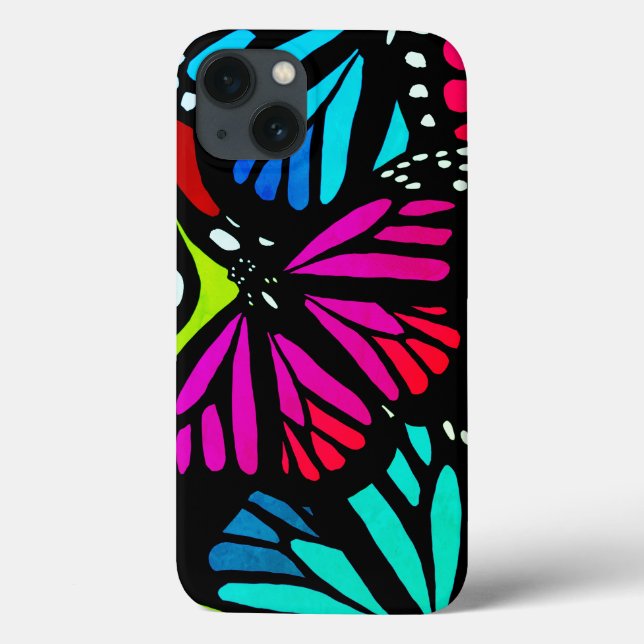 colourful Monarch Butterfly Phone Case pink blue (Back)