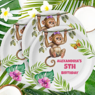 Colourful Monkey Jungle Child's 5th Birthday Paper Plate