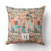 Colourful Monogram Cute Retro Trendy Floral Patter
