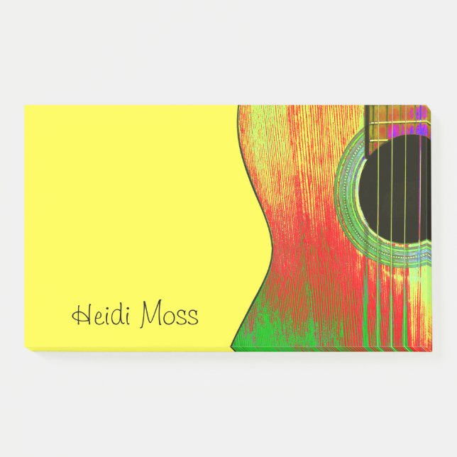 Colourful Monogram Guitar Post-it Notes (Front)