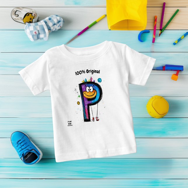 Colourful Monogram P – Fun and Customisable Design Baby T-Shirt (Creator Uploaded)
