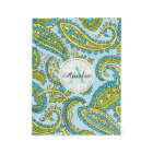 Colourful Monogram Paisley Blue Boho Chic Custom