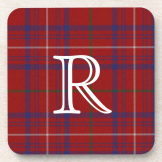 Colourful Monogram Plaid Coaster
