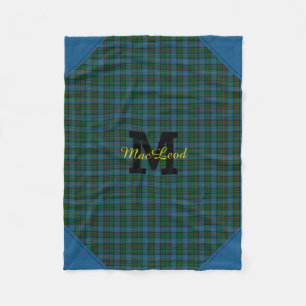 Colourful Monogrammed Tartan Plaid Fleece Blanket