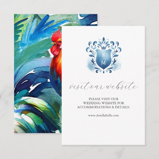 Colourful Monogrammed Wedding Website Insert Card (Front/Back)