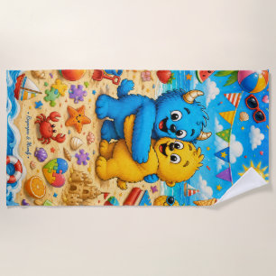 Colourful Monster Friends Ultimate Beach Party Towel
