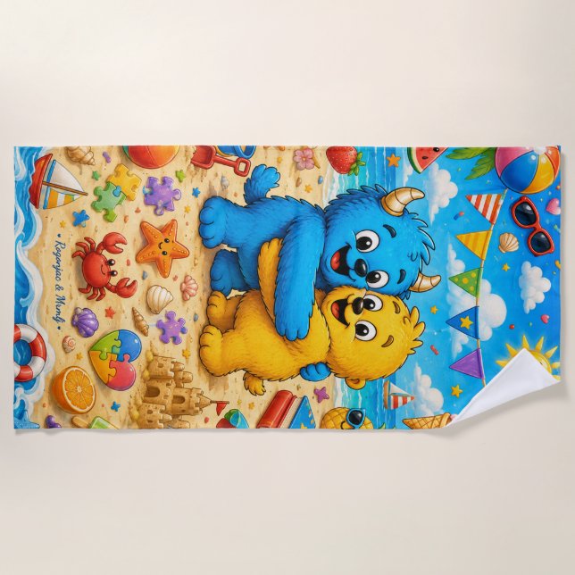 Colourful Monster Friends Ultimate Beach Party Towel (Front)