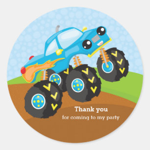 Colourful monster truck classic round sticker