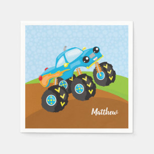 Colourful monster truck napkin