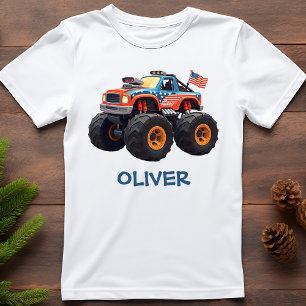Colourful Monster Truck with American Flag T-Shirt
