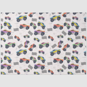 Colourful Monster Trucks Racing Pattern Tissue Paper