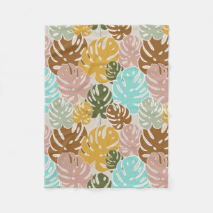 Colourful monstera jungle fleece blanket