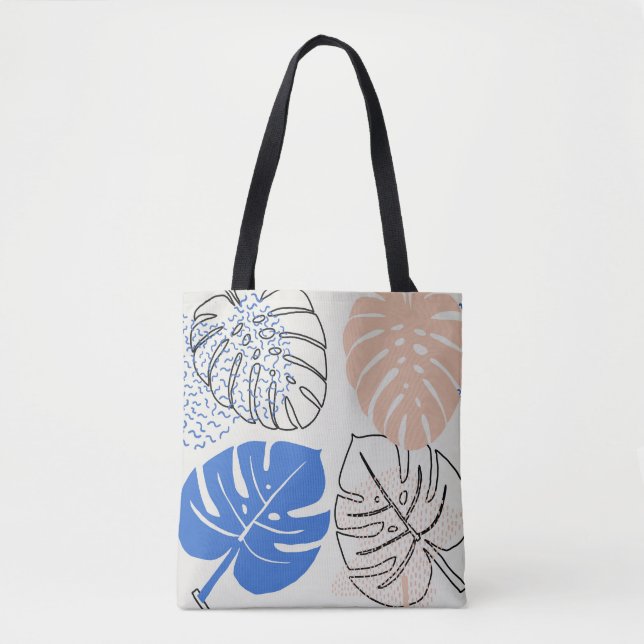 Colourful Monstera Leaf Pattern Tote Bag (Front)