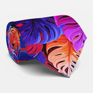 Colourful Monsterra Tropical Hawaiian pattern Tie