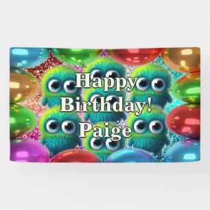 Colourful Monsters Personalised character birthday Banner